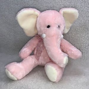 Mary Meyers BABY Pink elephant plush 11" ribbon with flowers